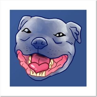 Smiling Blue Staffy Dog (stafford) Staffy Posters and Art